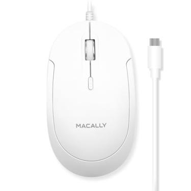 Imagem de Macally Mouse USB C com fio para Mac e PC - Fino, silencioso e confiável - layout de 3 botões, roda rolante e modo 4 DPI (800/1200/1600/2400) mouse tipo C para MacBook Pro/Air, iMac, laptop