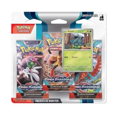 Imagem de 1 Triple Pack Pokémon Escarlate e Violeta Fenda Paradoxal Sinistea e Pineco Copag Cards Cartas Em português Boosters