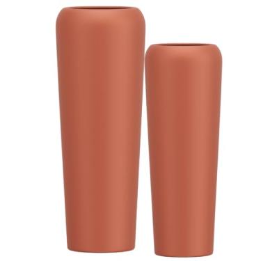 Imagem de Jogo Vasos Vietnamita 80cm E 65cm Fibra De Vidro Auto Brilho (Terracota Fosco)