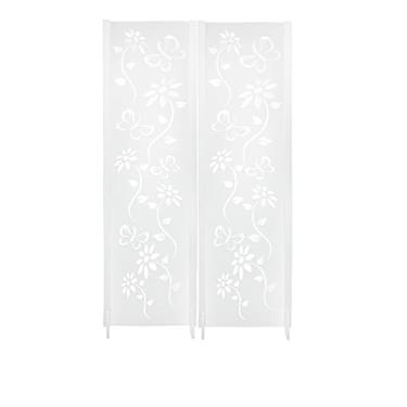 Imagem de 2 Biombo Pintado Divisoria Separador de Ambiente MDF Com Pés Preto ou Branco (Floral, Branco)