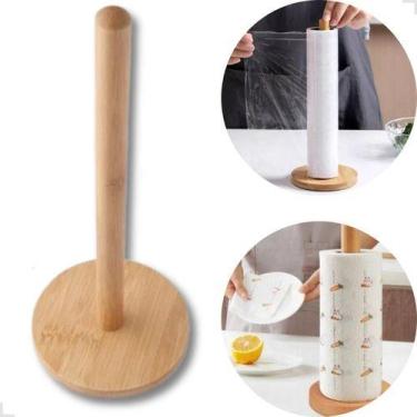 Imagem de Suporte Porta Papel Toalha Mesa Bancada Rolo Bambu Premium - Clink