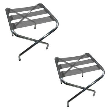 Imagem de Kit 2 Suporte De Malas Dobrável Alumínio Hotel Até 100kg Cinza - Zaka