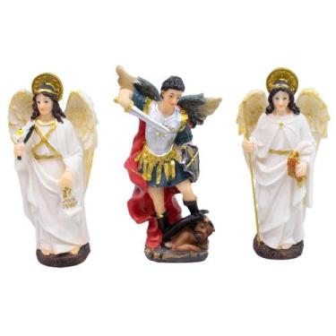 Imagem de Enfeite Imagem Resina Três 3 Trio De Arcanjos Pequeno 11.5cm - Minas d