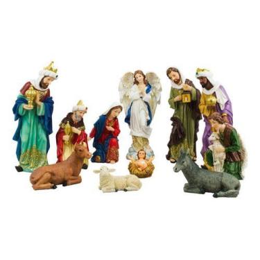 Imagem de Presépio Árvore Natal Resina Completo Grande 11 Peças - 30cm - Tascoin