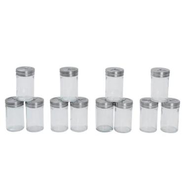 Imagem de Kit 12 Porta temperos com tampa giratória inox e vidro 90ml - Mozcada,