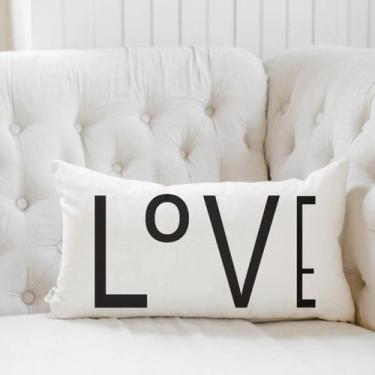 Imagem de Almofada Love Retangular Algodão Estampada 30x50cm Preta - FASTLAR