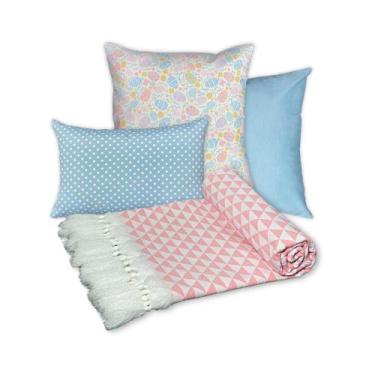 Imagem de Kit Manta Xale de Sofá Páscoa Decorativa Com 3 Capas Para Almofada - M