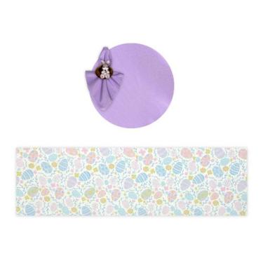 Imagem de Kit Mesa Posta Sousplat Completo Com Trilho de mesa Para Páscoa Colori