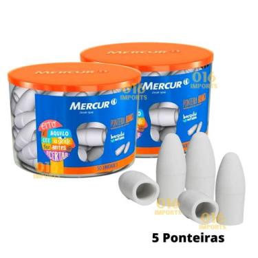 Imagem de 5 Borrachas Mercur Ponteira Branca Para Lápis Escolar Rápido