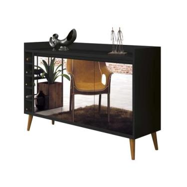 Imagem de Buffet com Adega Estilo com Espelho Preto - MoveisAqui