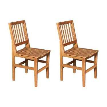 Imagem de Kit 2 Cadeiras de Jantar Madeira Maciça Ripada Rústica Confort - Casta