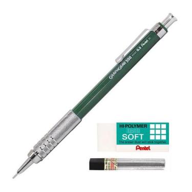 Imagem de Lapiseira Tecnica Pentel Graphgear 500 Verde 0,5mm + Itens
