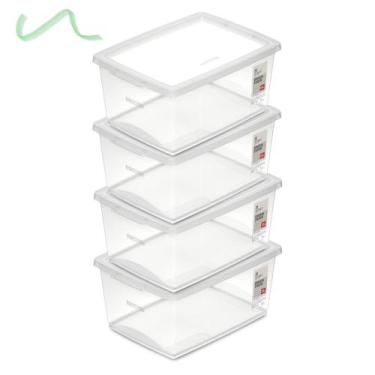 Imagem de 4 Caixa Organizadora Com Tampa Plástico Cristal Ordene 7,5l