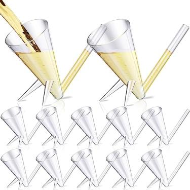 Imagem de Gerrii Taças de champanhe atirador de champanhe com suporte reutilizável atirador de champanhe inquebrável acrílico champanhe flauta atirador para presentes de despedida de solteira (transparente)