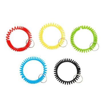 Imagem de Juvale Pacote com 50 chaveiros de pulso espirais - Pulseiras elásticas (5 cores sortidas), Multicor, tamanho �nico