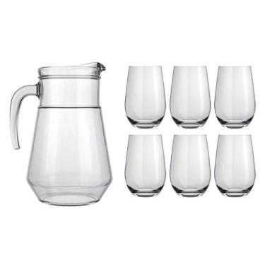 Imagem de Kit 1 Jarra Bar 1,5L + 6 Copos Dubai 480ml Vidro Bebidas - Nadir Figue