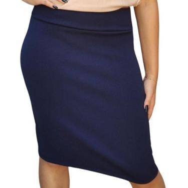 Imagem de Saia Moda Evangelica Feminino Midi Lisa Social Jovem Cintura Alta  - U
