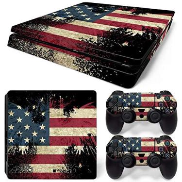 Imagem de Skin Sticker Capa de decalque de vinil para console PS4 Slim e controle DualShock 4 The Flag of American