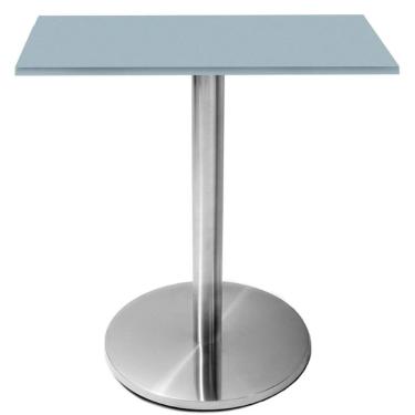 Imagem de Mesa Beta Inox 75 cm (Altura) Disco Redondo Tampo MDP Quadrado 60 cm (Larg) x 2,50 cm (Alt) Cinza