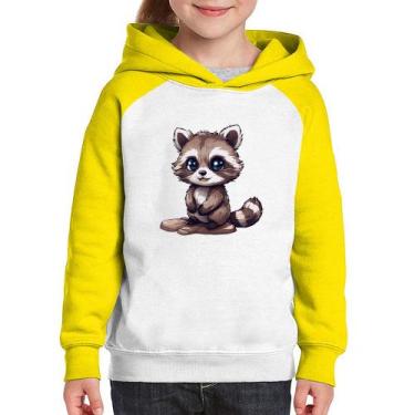 Imagem de Moletom Infantil Guaxinim Fofinho - Foca na Moda, Branco, Amarelo, 8