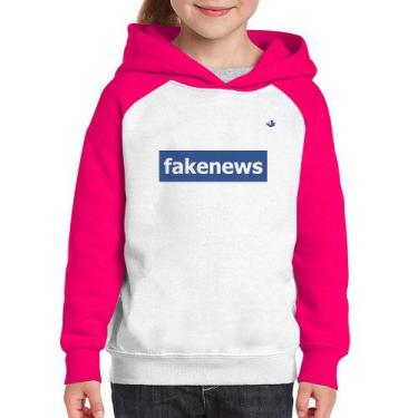 Imagem de Moletom Infantil fakenews - Foca na Moda, Branco, Rosa, 4