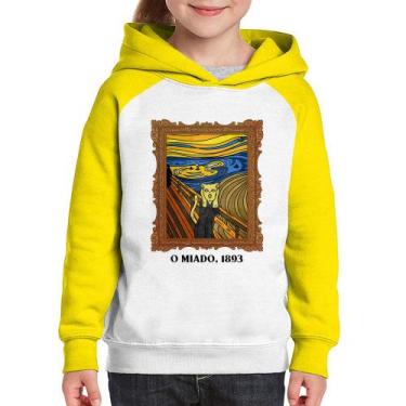 Imagem de Moletom Infantil O miado, 1893 - Foca na Moda, Branco, Amarelo, 12