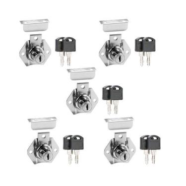 Imagem de Fechadura 22mm 05 Unds Portas Gavetas Armários Cano Curto - Renna