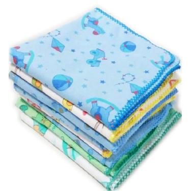 Imagem de Cueiro Flanelado Bebê 80X80CM com croche Grande Menina Ou Menino Kit 3