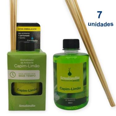 Imagem de Kit 7 Aromatizador Ambiente Capim Limão 280ml Difusor Vareta Senalândi