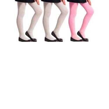 Imagem de Kit com 3 Meias Calças Infantil Fio 70 Canelada Selene 9500-001, P