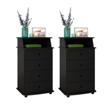 Imagem de Kit Mesa de Cabeceira Escrivaninha Decorativa Luxo II Gavetas e Nicho 