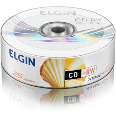 Imagem de CD Regravável CD-RW 700MB/80MIN/12X Tubo com 25 Unidades - ELGIN