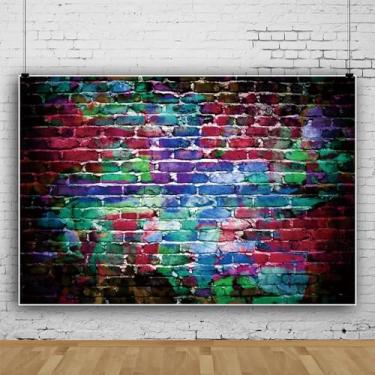 Imagem de Pnylzzyxh Lets Glow in The Dark decoração de festa pano de fundo colorido grafite parede anos 80 anos 90 tema festa de aniversário faixa neon brilho louco fotografia fundo estúdio adereços 3 x 2,4 m