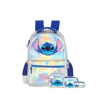 Imagem de Kit Escolar Lilo Stitch 3D Mochila Costas+Lancheira+Estojos - Luxcel