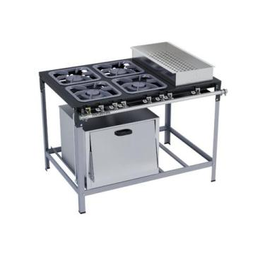 Imagem de Fogão Industrial 4 bocas 30X30 com Banho Maria e Forno M22 S2000 Metal