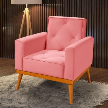 Imagem de Poltrona Florença Veludo Cor Rosê Rosa