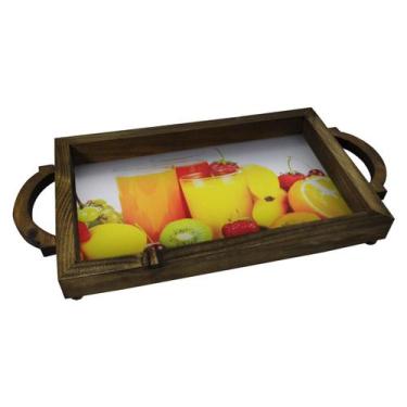 Imagem de Bandeja Com Alça Frutas 50x25x6 Madeira Pinus - Atacadão do Artesanato
