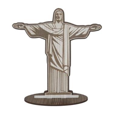 Imagem de Display com Base Cristo Redentor 16cm Madeira Mdf - ATACADÃO DO ARTESA