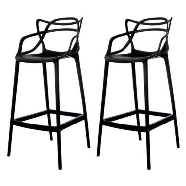 Imagem de Kit 2 Banquetas Allegra Preta Polipropileno Cozinha Bistrô Bancada - W