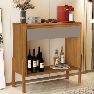 Imagem de Aparador Sala Libano Com 1 Gaveta 100% MDF - Pés De Madeira Maciça - B