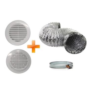 Imagem de kit P/ Instalação de Coifas 150mm C/ Grelha de Exaustão e Duto de 2m -