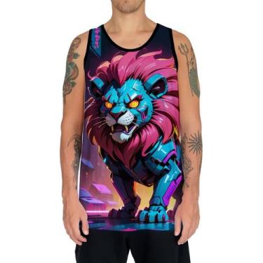 Imagem de Camiseta Regata Tshirt Animais Cyberpunk Leão Rei da Selva 3 - Enjoy S