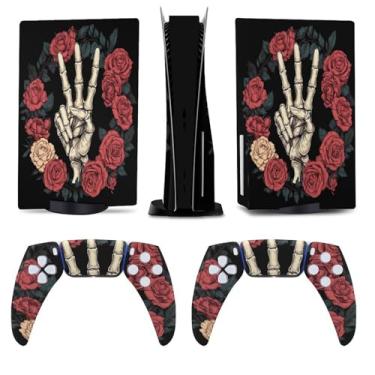 Imagem de Buyidec Skeletal Hand Pink Roses para PS5 Skin Console e Controlador Acessórios Capas Anime Vinil Capa Adesivo Conjunto Completo para Playstation5 Disc Edition