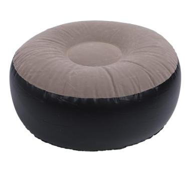 Imagem de Tamborete Inflável do Otomano, Pufe Pequeno do Descanso do pé Cadeira Redonda Portátil do Assoalho para o Acampamento do Casamento do Quarto (Café)