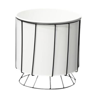Imagem de Fenteer Vaso de Planta com Suporte Vaso de Planta com Suporte Vaso de Planta Interno e Externo Suporte de Planta de Metal , Branco