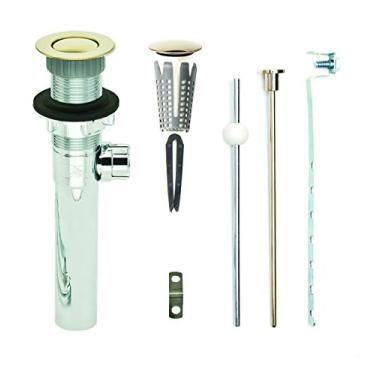 Imagem de PF WaterWorks PF0732-PB-CH-NO-WS SinkSTRAIN nunca obstrui o captador de cabelo/ralo pop-up para lavatório, corpo cromado ABS sem transbordamento, latão polido