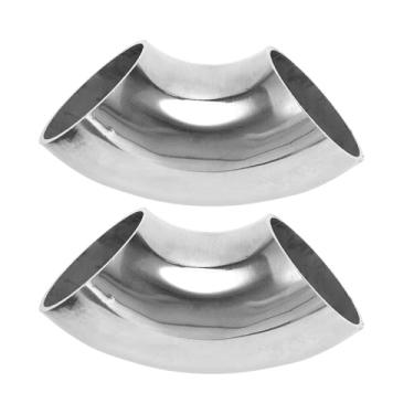 Imagem de Motoforti 2 peças 90 graus curva mandril cotovelo carro modificado tubo de escape tubulação 3.8 cm espessura OD 1,5 mm/16GA 40x100x1,5 mm 201 aço inoxidável prata