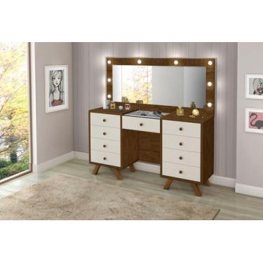 Imagem de Penteadeira Camarim 9 Gavetas Retro Mila C/led -Espelho- Gaveta Maquia