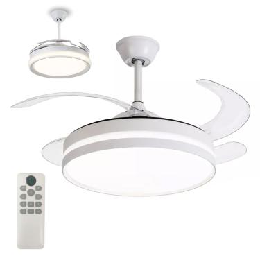 Imagem de Ventilador Lampada de Teto Grande Led 3 em 1 Controle Remoto Retratil Ajustavel Quarto Sala Casa Trabalho Escritorio Recepçao Silencioso Potente