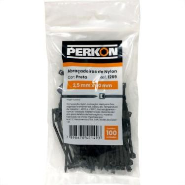 Imagem de Abracadeira Nylon Perkon Preta 2,5X 60 100 Pecas 1269